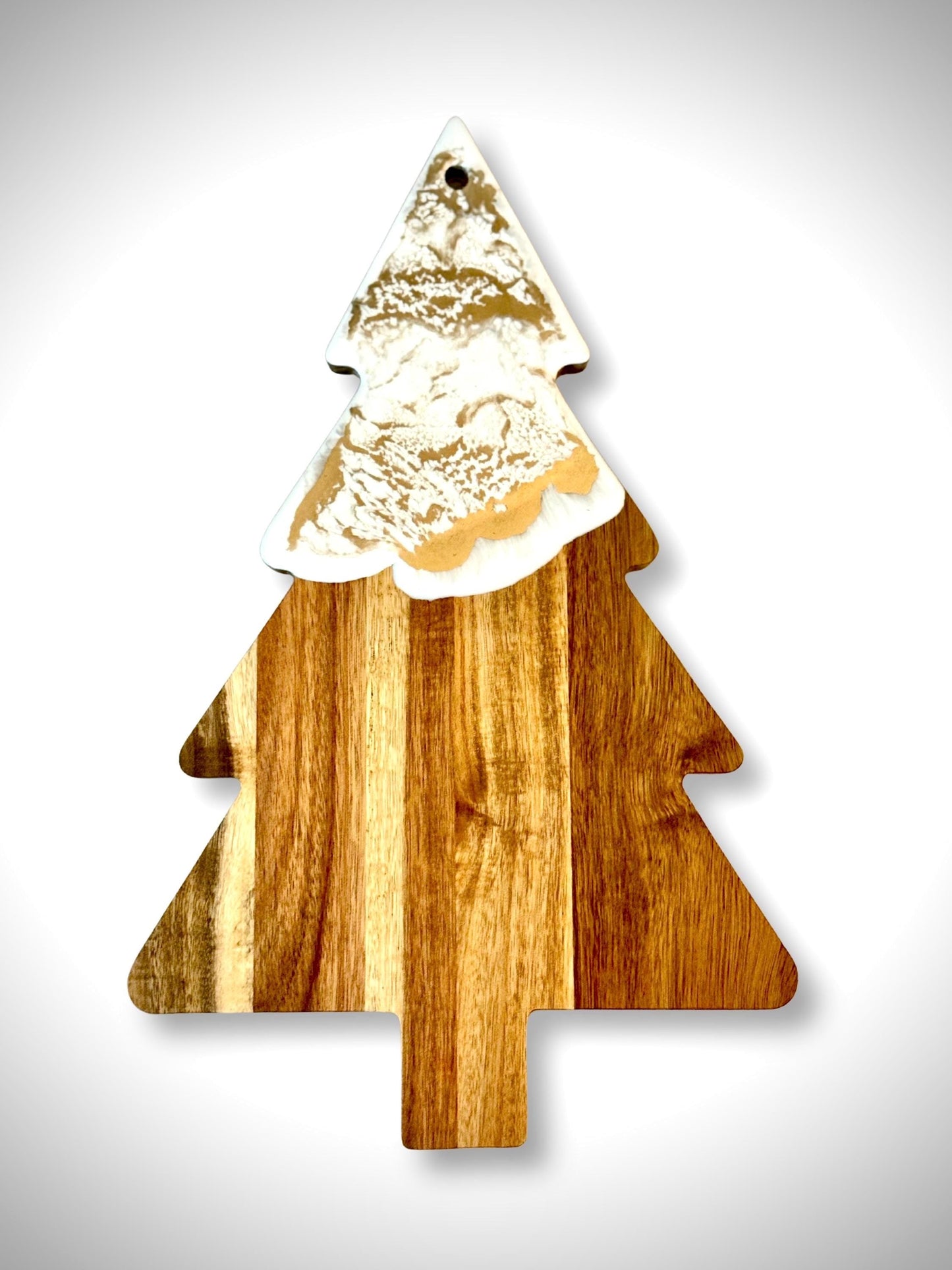 Christmas Tree Charcuterie Board with White and Gold Resin | Elegant Holiday Serving Board | Wood Christmas Gift | Hostess Gift