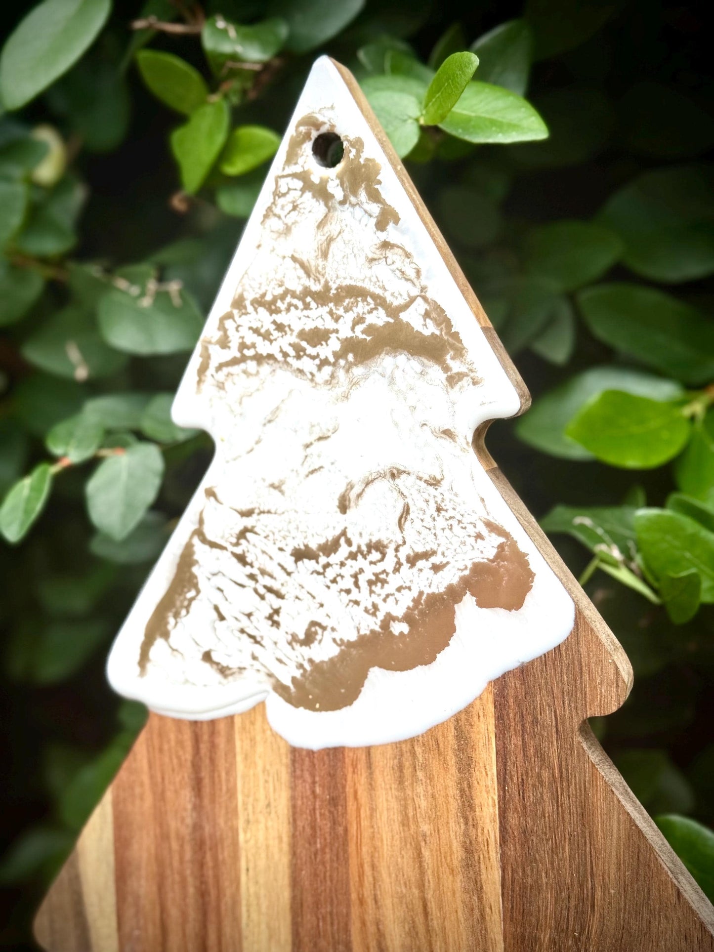 Christmas Tree Charcuterie Board with White and Gold Resin | Elegant Holiday Serving Board | Wood Christmas Gift | Hostess Gift