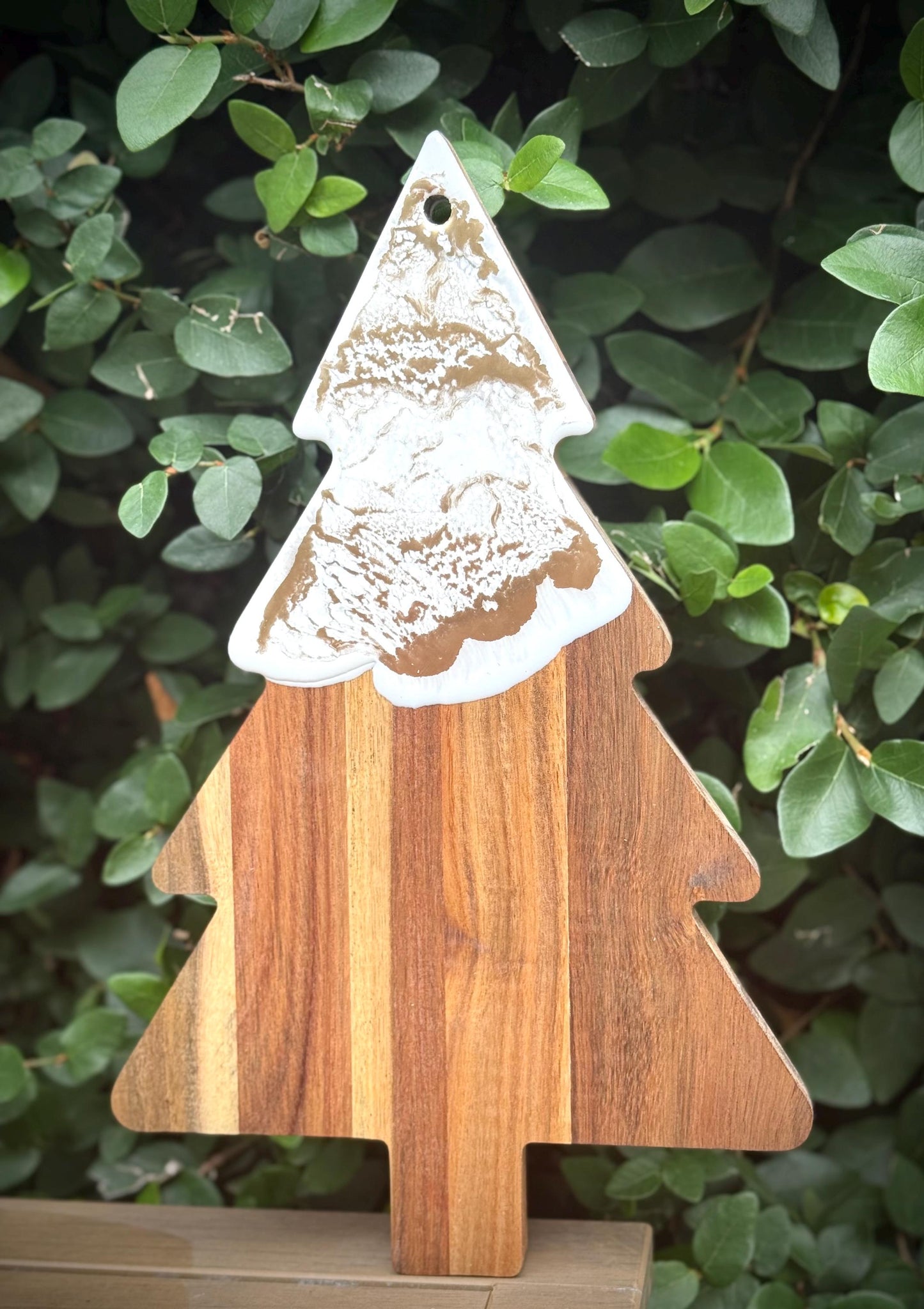 Christmas Tree Charcuterie Board with White and Gold Resin | Elegant Holiday Serving Board | Wood Christmas Gift | Hostess Gift