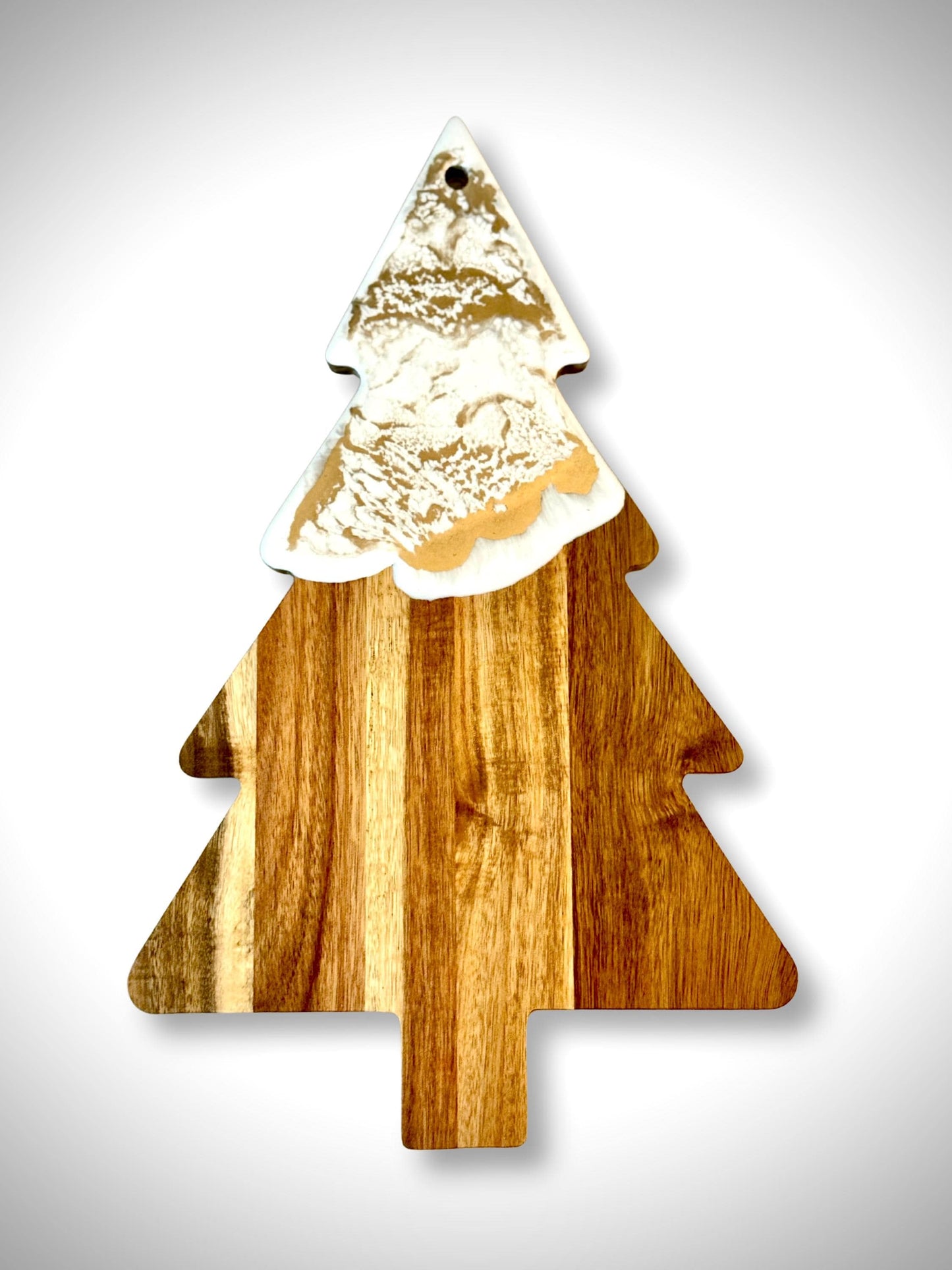 Charcuterie Board Christmas Tree with Green and Gold Resin