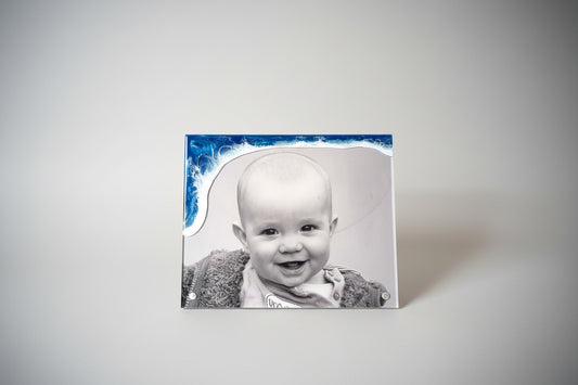 Acrylic Magnetic Photo Frame 8x10 with Resin Ocean Waves - Beach Wedding Gift