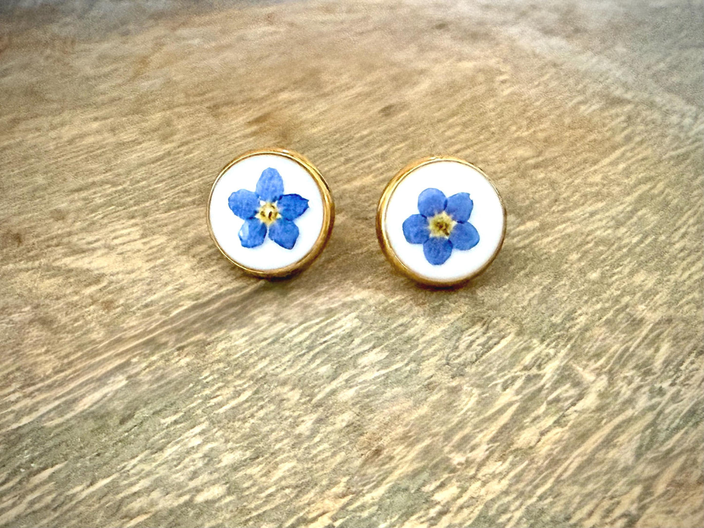 Forget Me Not Earrings - Real Flower Studs - Floral Jewelry - Meaningful Gift for Her, Remembrance Jewelry