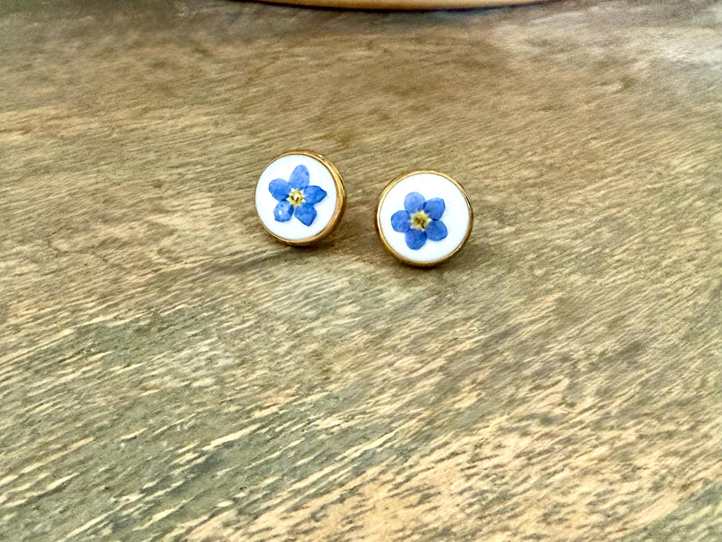 Forget Me Not Earrings - Real Flower Studs - Floral Jewelry - Meaningful Gift for Her, Remembrance Jewelry