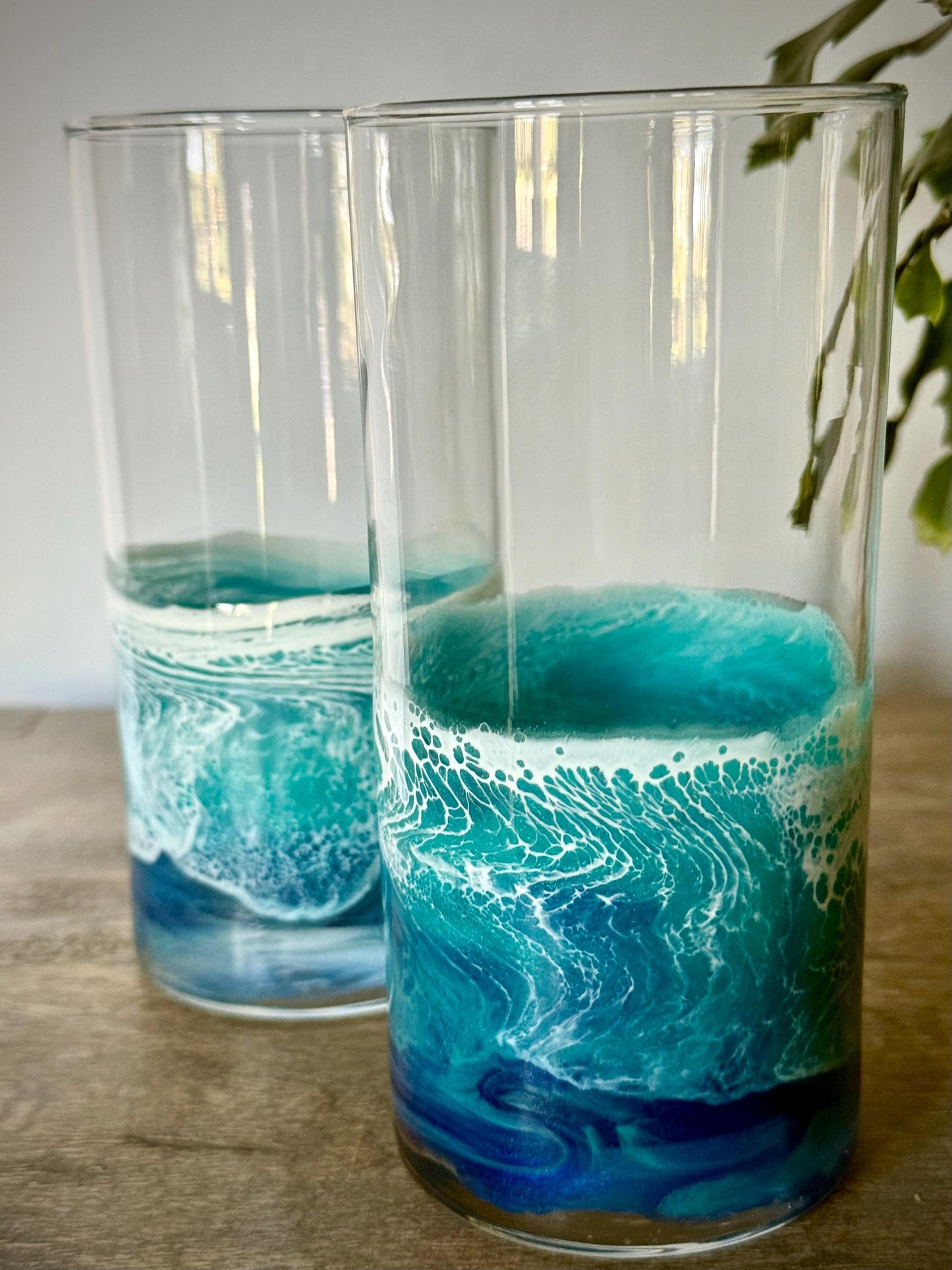 16 oz Resin Wave Rocks Glass / Ocean Drinkware Set / Beach Lover Gift / Handcrafted Coffee Cup / Unique Whiskey Glass / Artisan Barware
