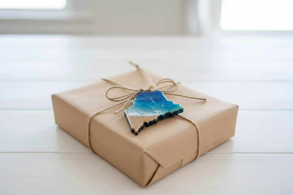 Maine Ocean Wave Resin Ornament – Gift Topper
