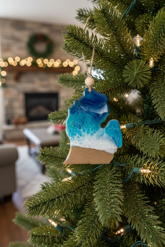 Michigan Ornament on Christmas Tree