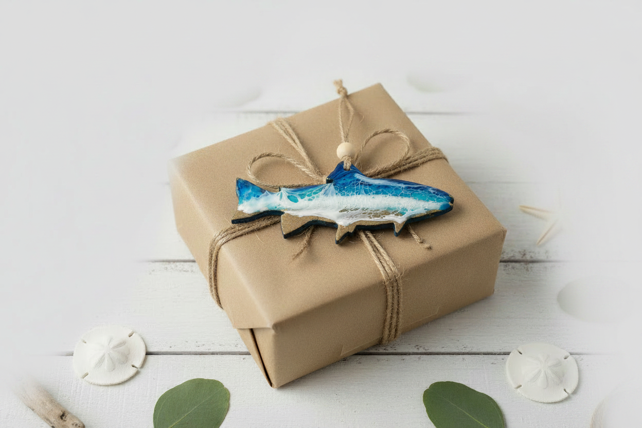 Ocean Resin Fish Ornament – Clean Gift Topper