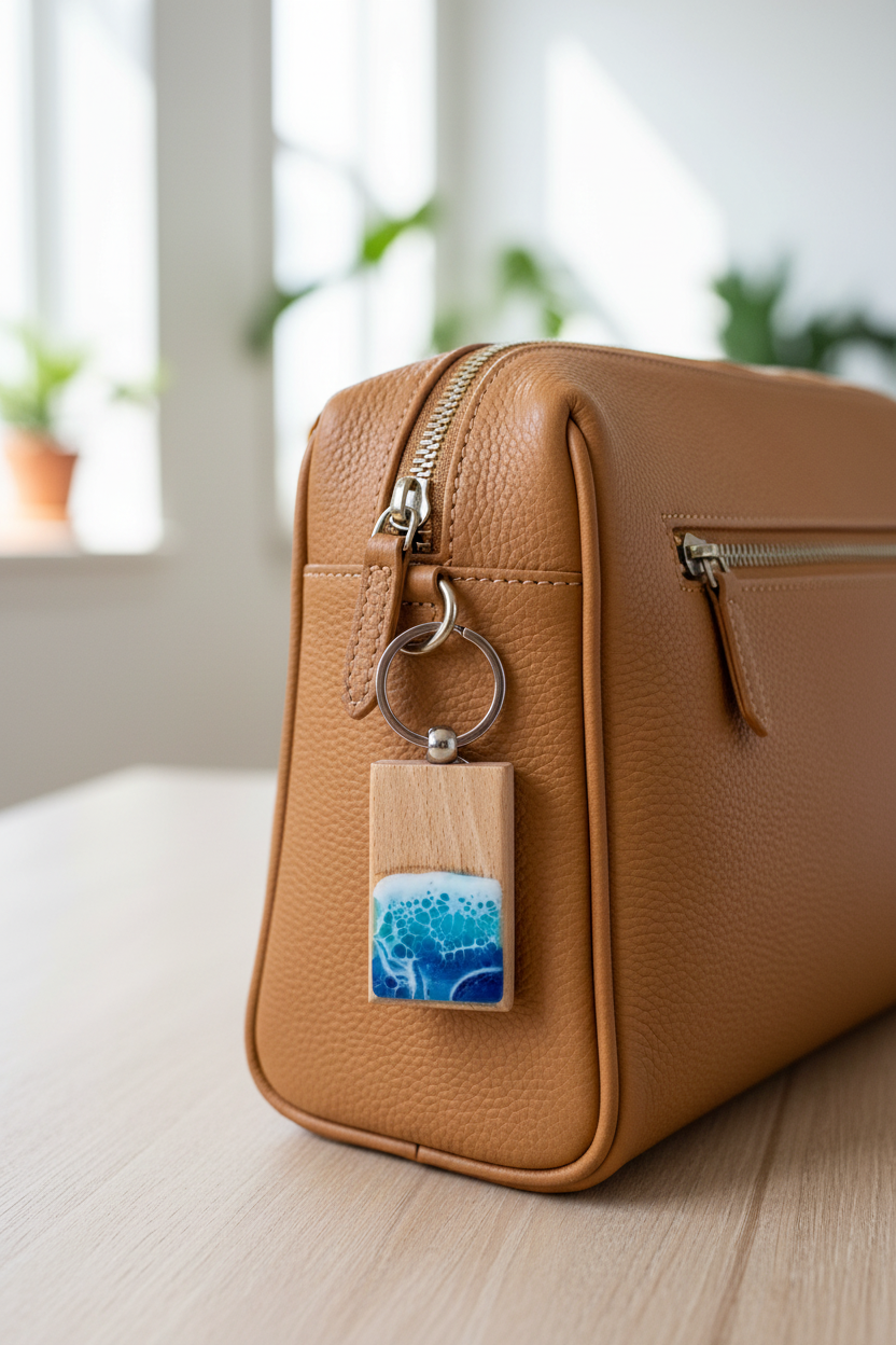 Ocean Wave Keychain - Leather Purse