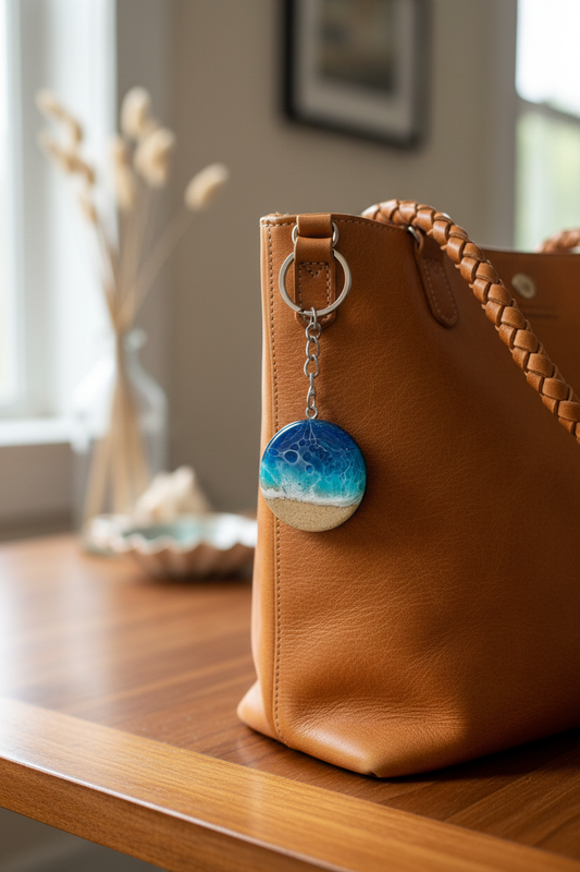 Ocean wave keychain on bag