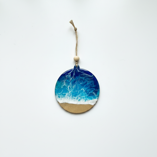 Ocean Waves Resin Ornament – Clean Flat Lay No Twine