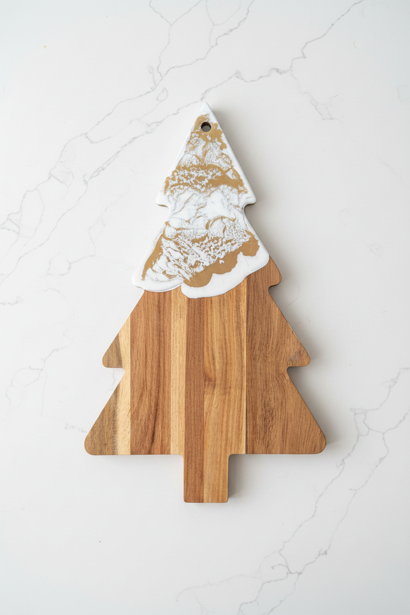Overhead White & Gold Board on Countertop