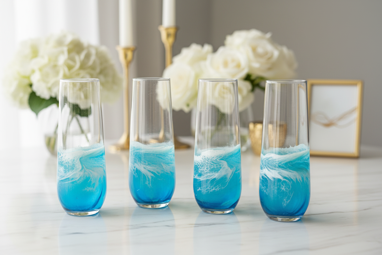 Resin Wave Champagne Flute - Set of 4