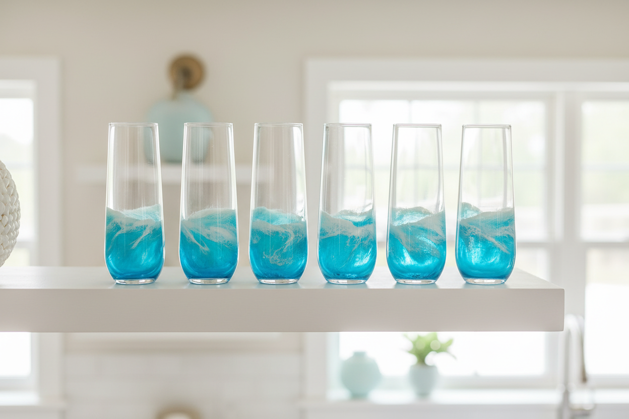 Resin Wave Champagne Flute - Set of 6