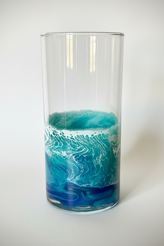 Resin Wave Glass - Front Angle Detail Shot