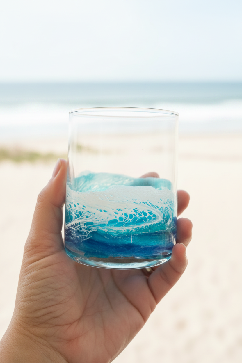 Resin Wave Rocks Glass – Brighter Lighting