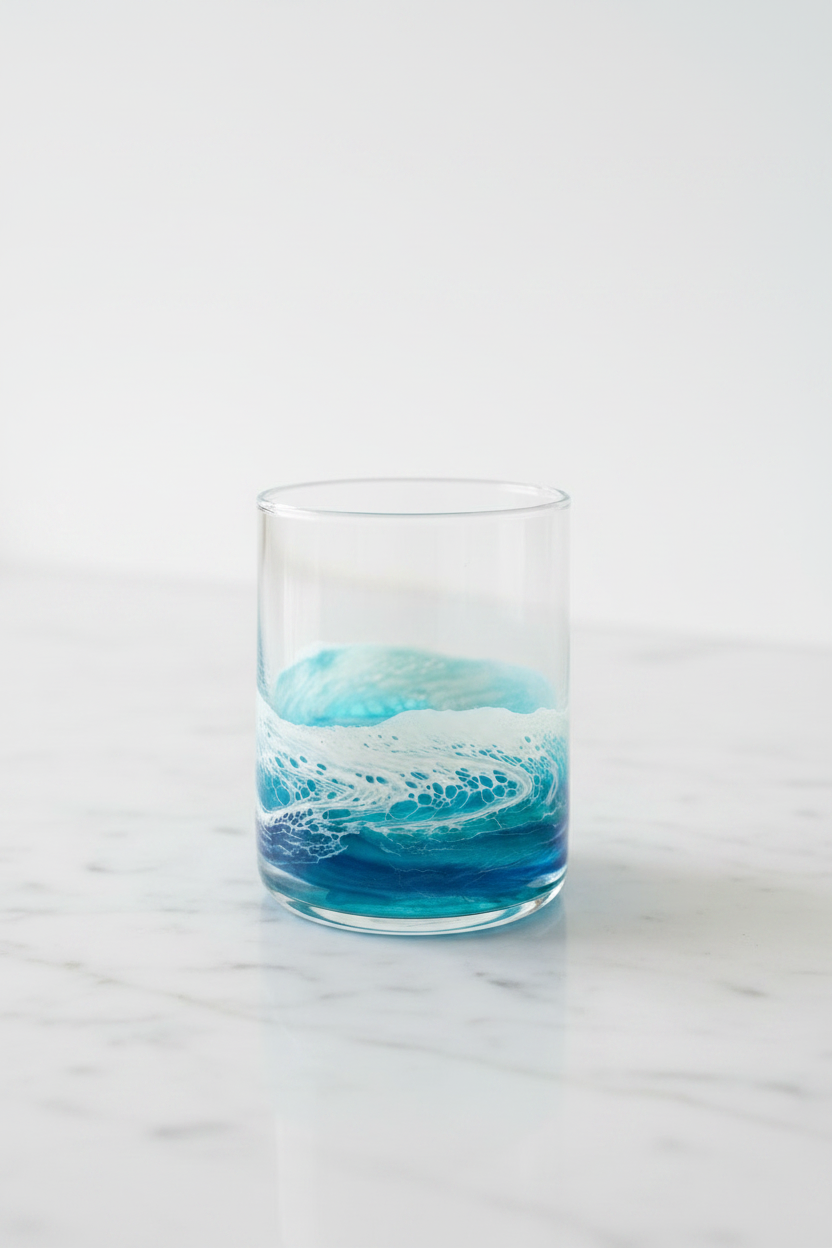 Resin Wave Rocks Glass – Table Shot