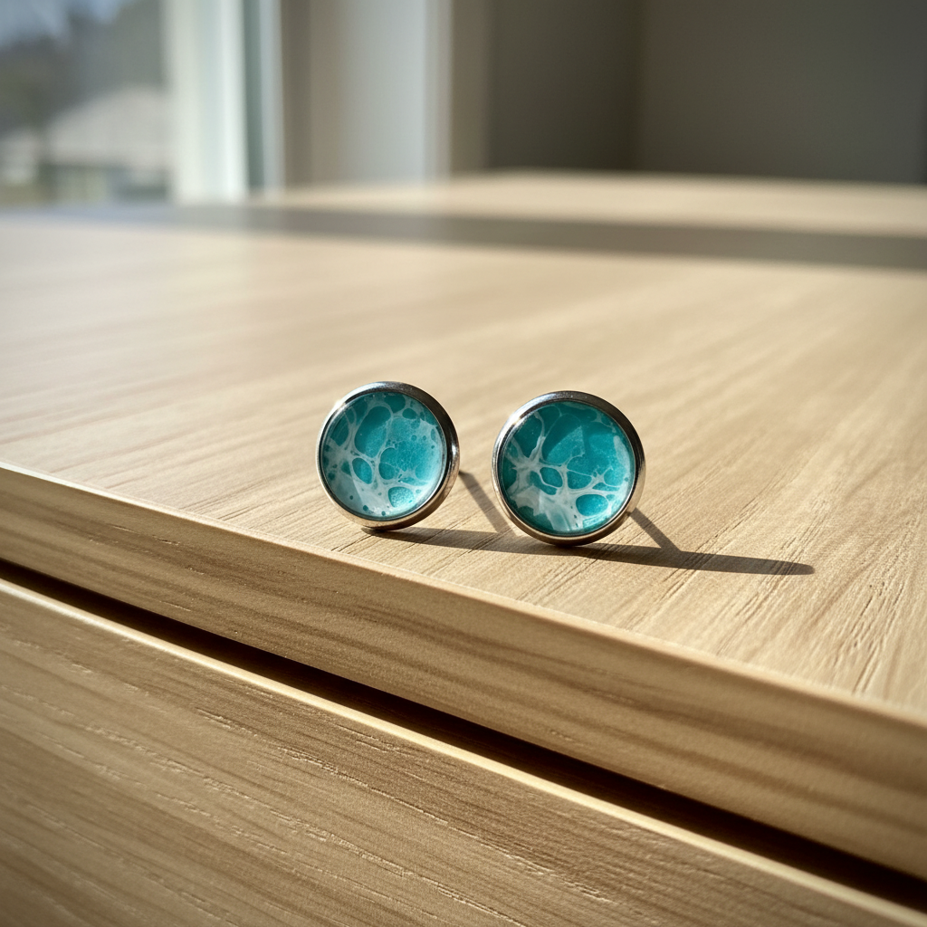 Resin Wave Studs - Dresser Close-Up