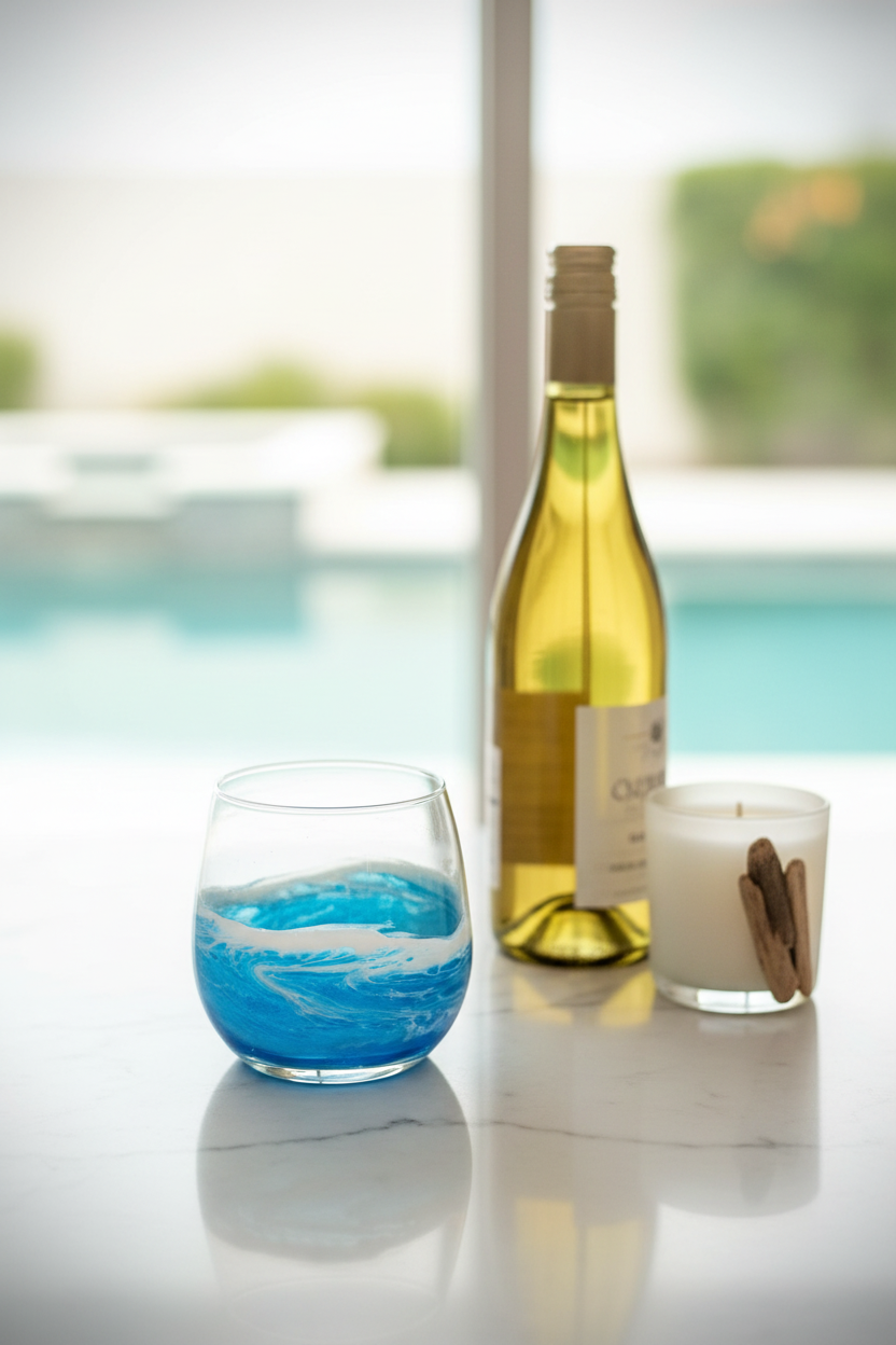 Resin Wave Wine Glass - Marble Styling