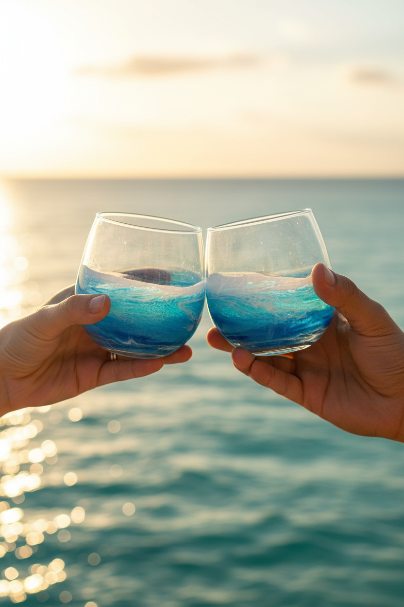 Resin Wave Wine Glass - Outdoor Toast