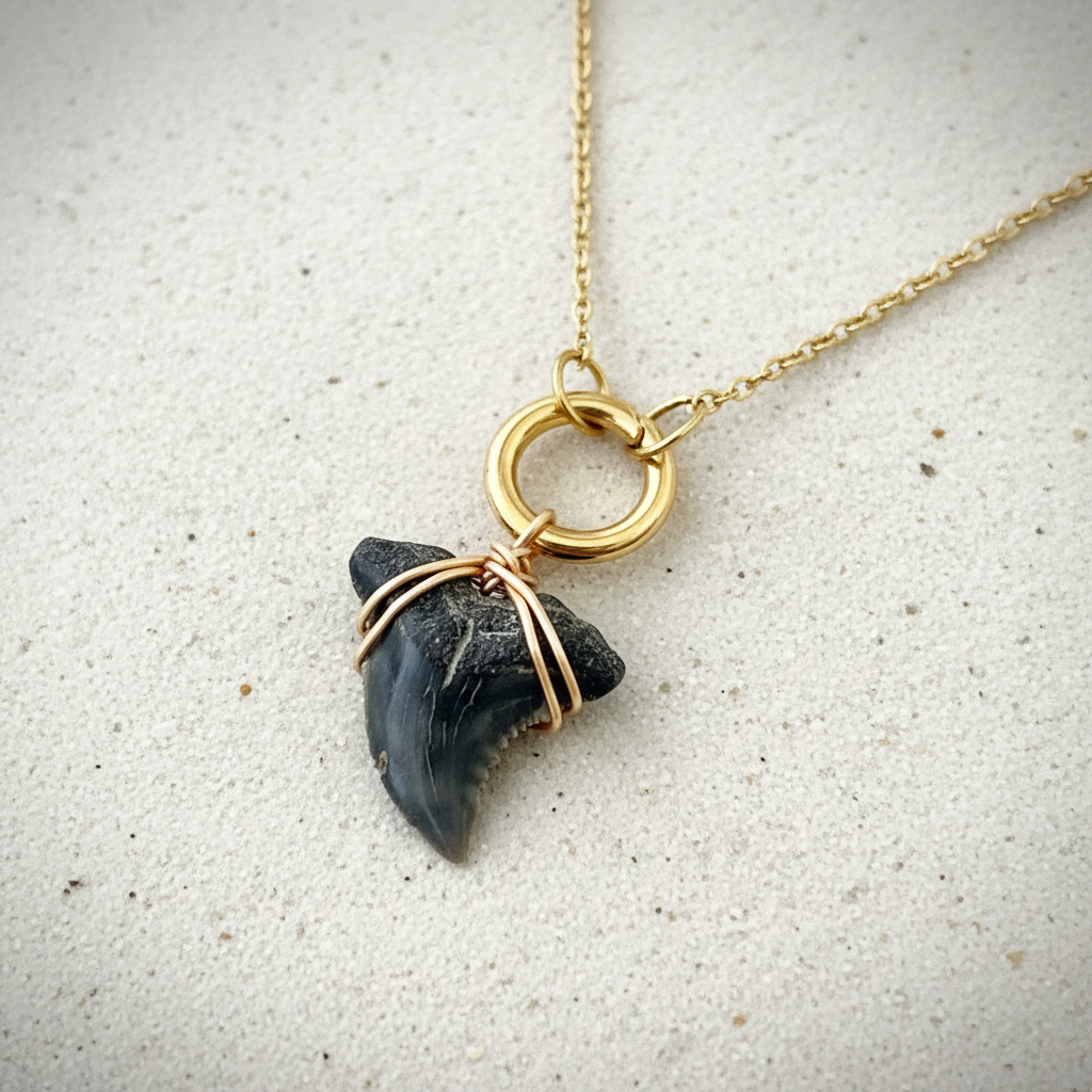 Shark Tooth Charm Necklace – Detail Close-Up