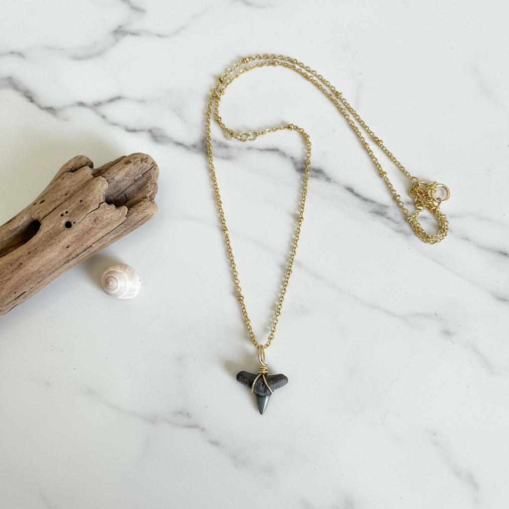 Shark Tooth Necklace - Coastal Flat Lay