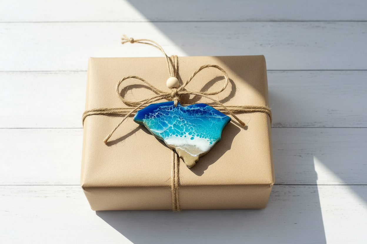 South Carolina Ocean Wave Resin Ornament – Gift Topper