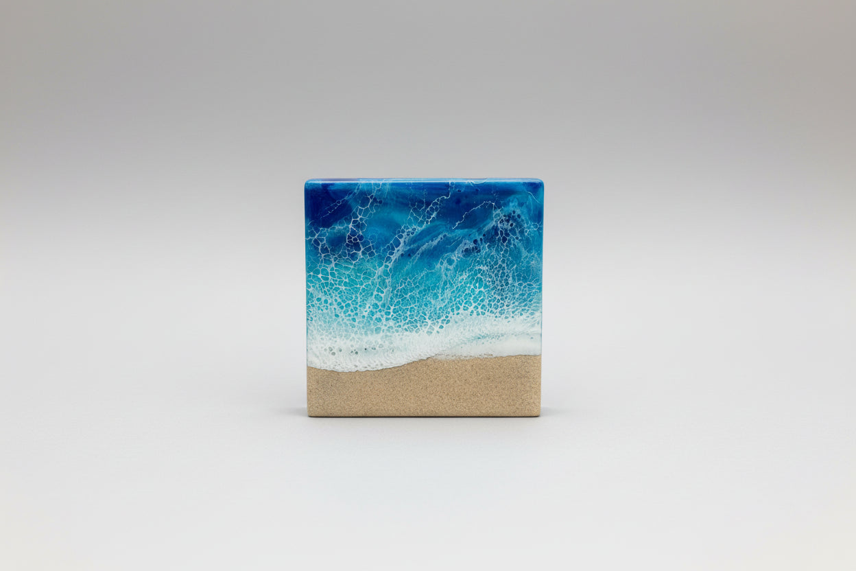 Ocean Waves Resin Coaster - Square