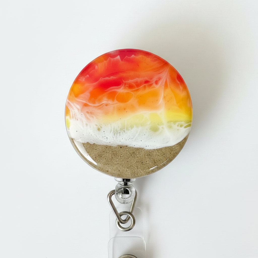 Sunset Badge Reel Resin Zoomed