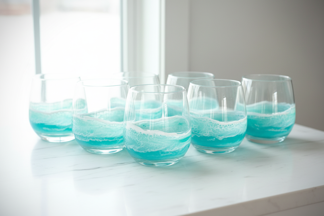 Teal Resin Red Wine Glass - Set of 6