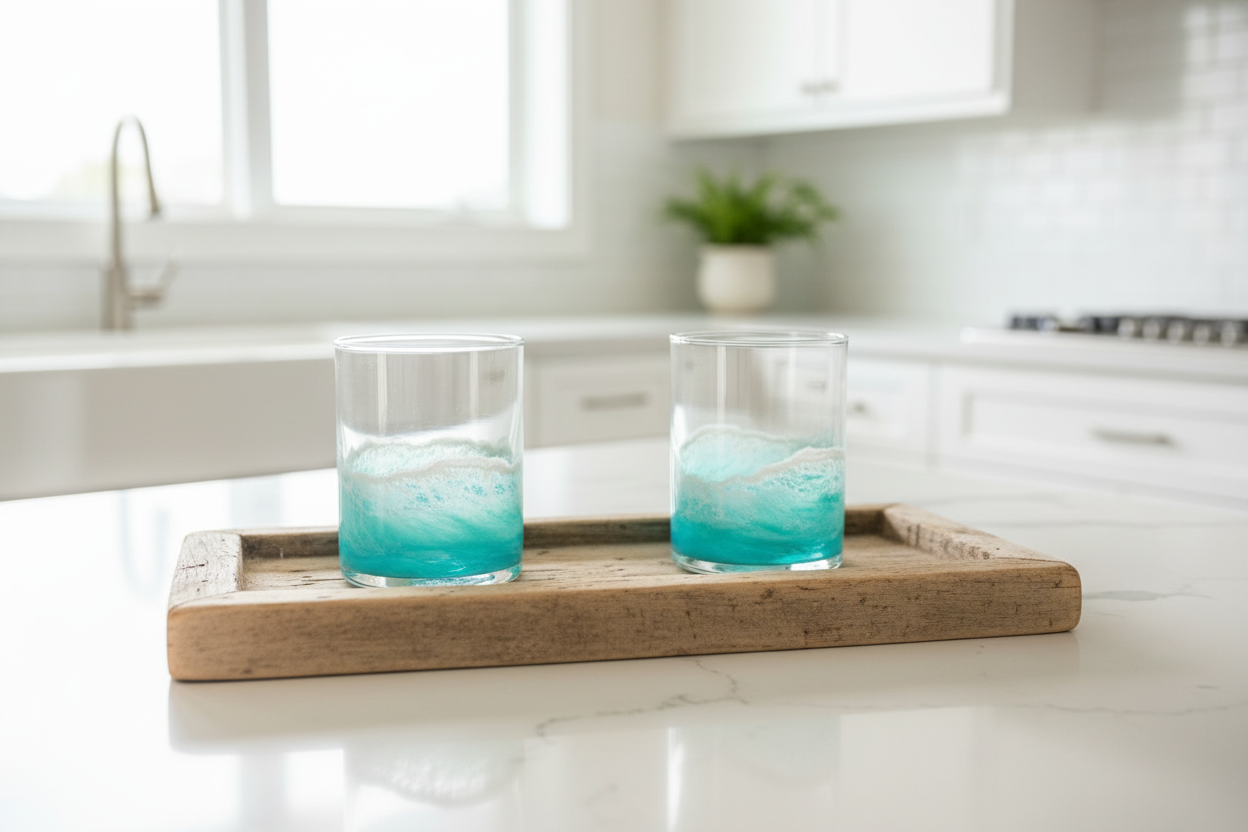 Teal Resin Rocks Glass - Set of 2 Revised