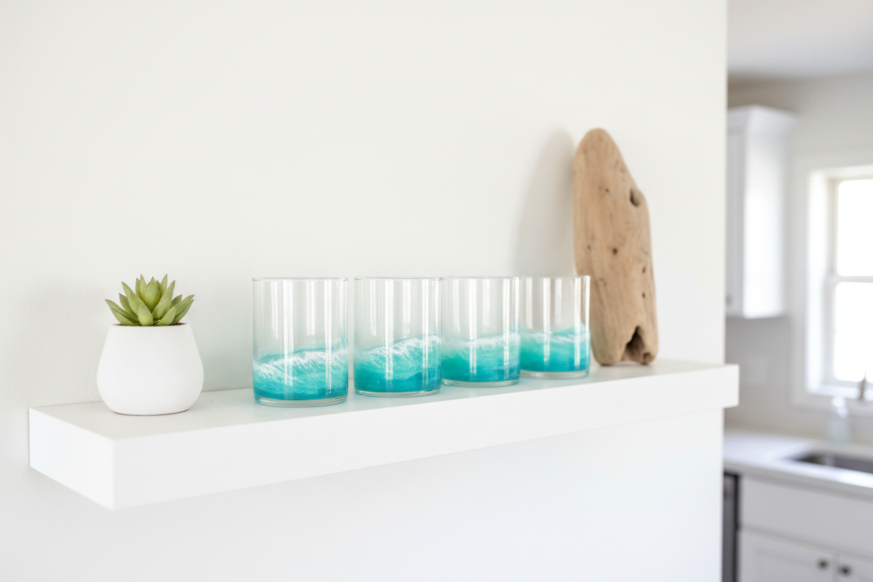 Teal Resin Rocks Glass - Set of 4
