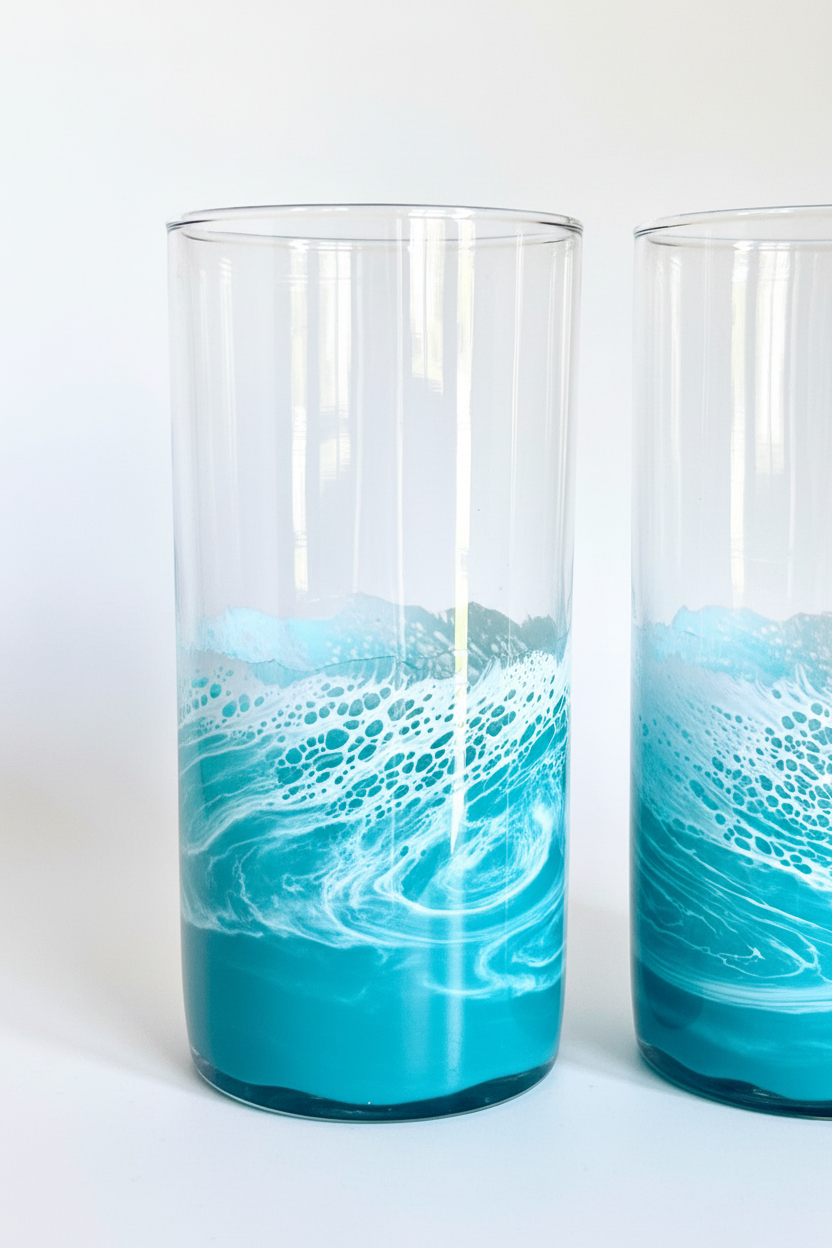 Teal Resin Tumblers - Studio Close-Up Detail