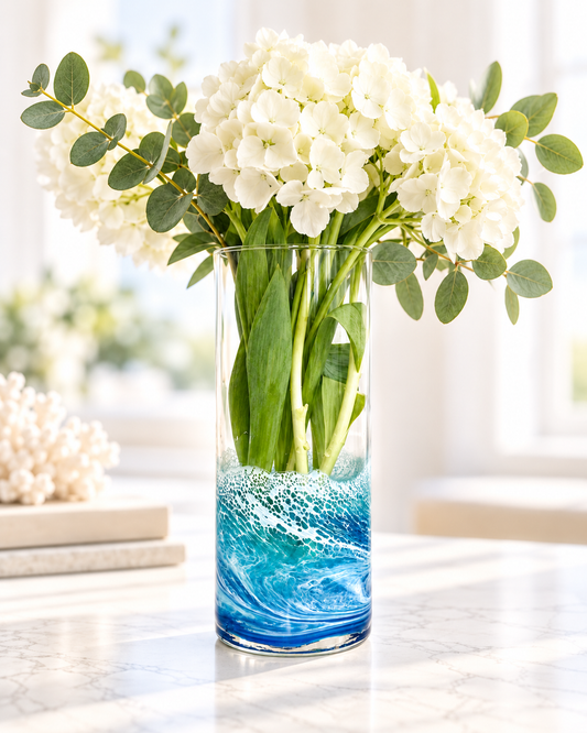 Handcrafted Ocean Wave Vase | Coastal Beach House Decor
